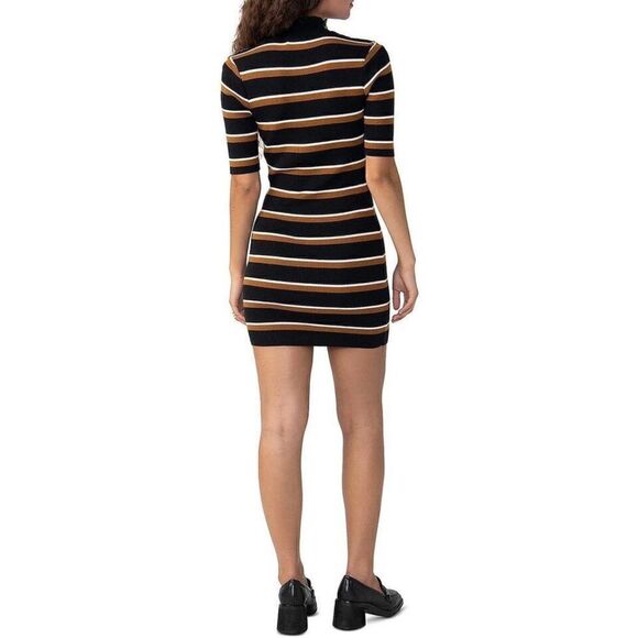 Sanctuary Easy-Rib Mock-Neck Dress Stripped Mini XXL - Picture 3 of 3
